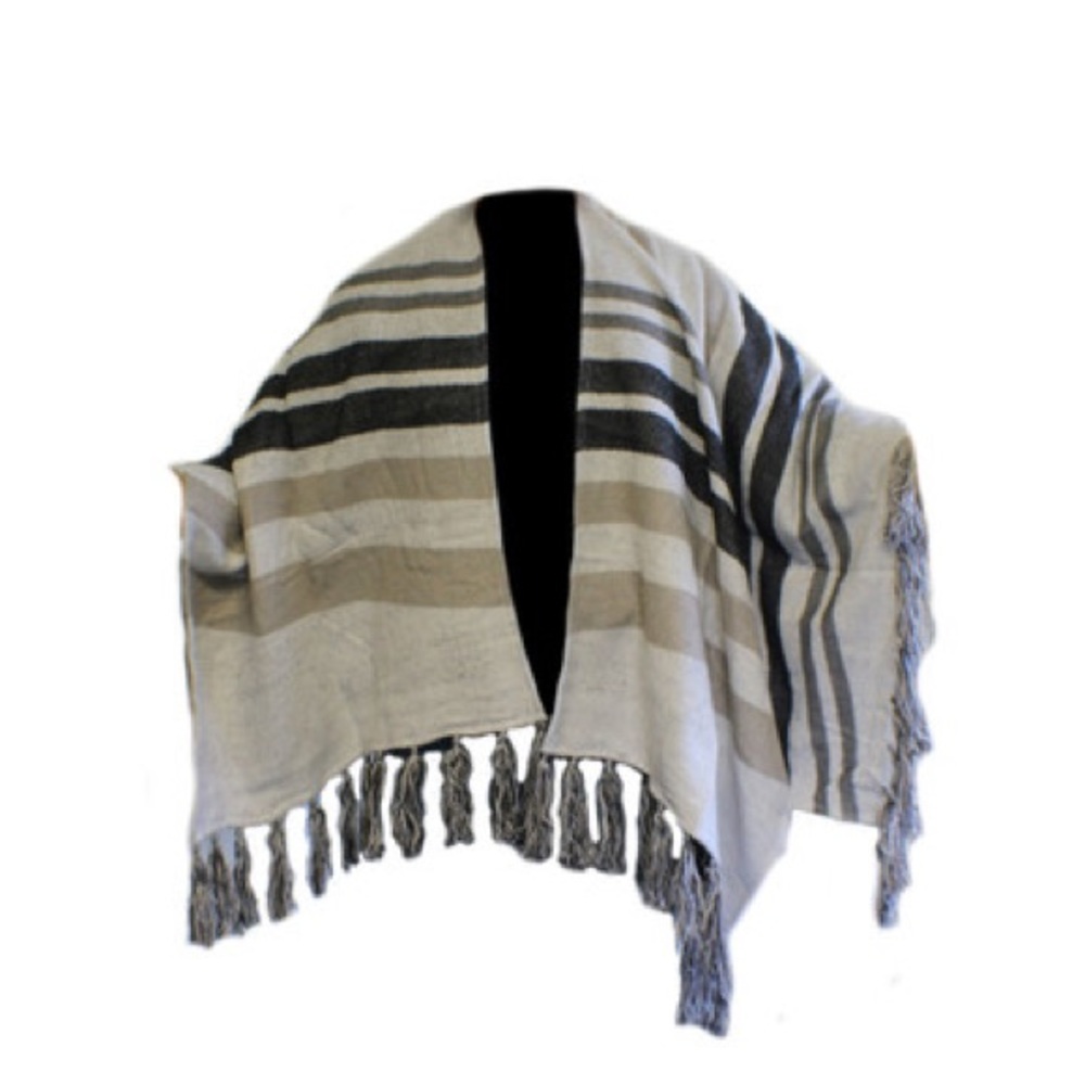 Collection XIIX - Striped Tassel Ruana, One Size
